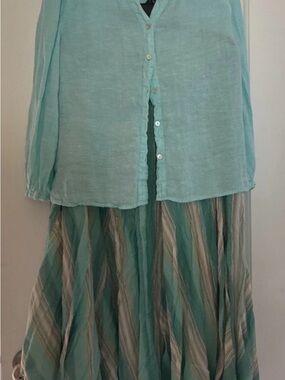Rachel Zoe Seafoam Striped Maxi Skirt and top - complete outfit!!!